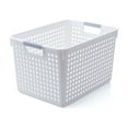 thumbnail image 2 of Plastic Laundry Basket White with Handles, Stackable Laundry Hamper for Dorm, Bedroom, Toys & Sports Gear Storage, Lightweight, 2 of 8