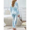 thumbnail image 4 of Womens tie Dye pijamas Set 2 unidades crewneck manga larga Tops cordón Pantalones ropa de dormir loungewear skyblue L, 4 of 6
