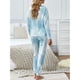 thumbnail image 4 of Conjunto de pijamas Tie Dye para mujer, 2 piezas, cuello redondo, manga larga, pantalones con cordón, ropa de dormir, ropa de descanso, azul cielo S, 4 of 6