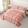 thumbnail image 3 of Castle Fairy Vintage Terracotta Tartan Twin Quilt Set 2 Pieces,Geometric Woven Line Twin Coverlet Set,Rust Pink White,1 Bedspread and 1 Pillowcase, 3 of 7