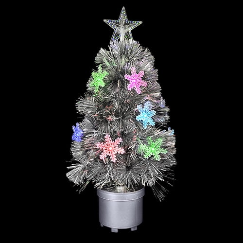 Silver Mini Christmas Tree With Color Changing Lights Light Up