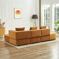 thumbnail image 3 of Orby Velvet Right Facing Sectional Sofa - Mid-Century Modern Style, Cognac Velvet Upholstery, High-Density Foam, Solid Wood Base, 124"W x 73.62"D - Perfect for Living Rooms, 3 of 7