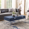 thumbnail image 3 of Pemberly Row Contemporary Faux Shagreen Coffee Table Navy/Chrome, 3 of 12