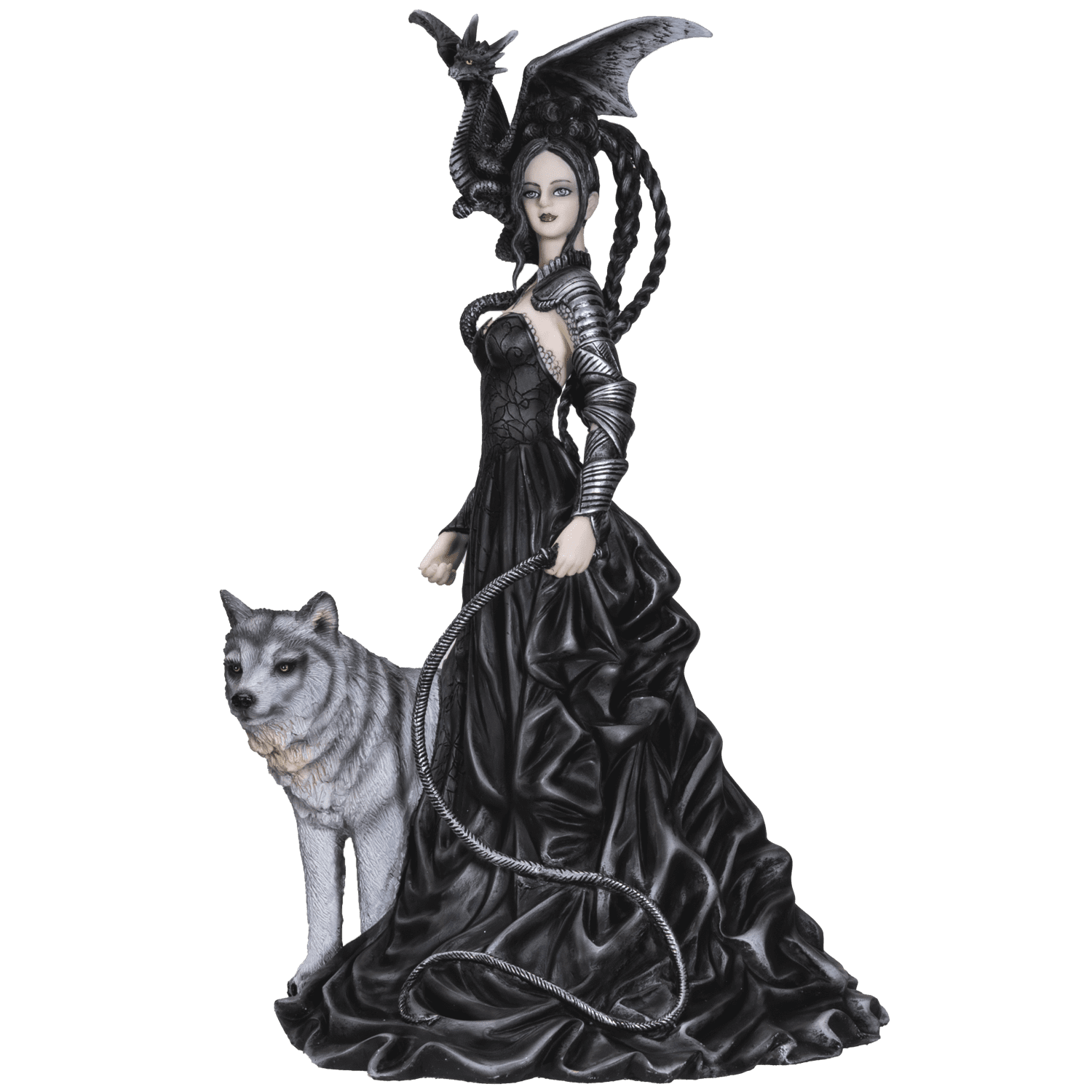 Pacific Giftware Nene Thomas Collection Bella Maestra with Wolf and Winged Dragon Resin Figurine Statue
