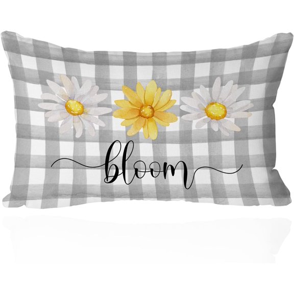 12 x 20 Inch Spring Floral Pillow Cover - ''Bloom'' Daisies Farmhouse Rustic Cushion Case, Perfect for Sofa Couch Country Home Decor