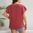 thumbnail image 5 of hopeusnice Women's Short Sleeve Swiss Dot Blouse Notch V Neck T-Shirts Summer Tops Casual Loose Trendy Pleated Elegant Business Workwear Shirts Fashion Solid Color Tunic, 5 of 8