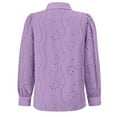thumbnail image 4 of DuoJiaJ Women’s Solid Color Casual Loose Fashion Hollow Out Long Sleeve Cardigan Top Women's Casual Shirts Purple XXL, 4 of 4