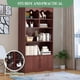 thumbnail image 4 of De altura freestanding estante con doors: 5 niveles de madera almacenamiento estantes para para exposición in dormitorio, sala de estar, oficina en casa, o hallway - walnut, 4 of 8