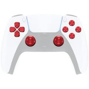 eXtremeRate Red Metal Thumbsticks Dpad ABXY Buttons Replacement Action Buttons & Direction Keys for PS5 BDM-010/020/030/040