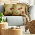 thumbnail image 5 of Ambesonne Vintage Throw Pillow Cover 2 Pack, Poppy Flowers Bohemian, 20", Pale Brown Vermilion, 5 of 7