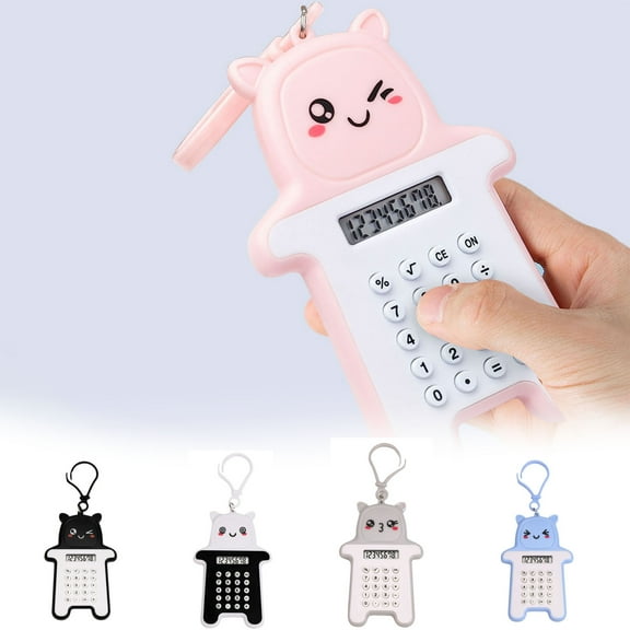 Djunllk Calculator - Super Cute 8 Digit LCD Display Exquisite Mini Scientific Calculator, Standing Animal Shapes Pocket Size Standard Function for On-the-Go Office School, Backpack Pendant