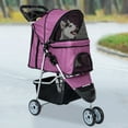 thumbnail image 2 of Poussette pour Animaux à 3 Roues, Poussette Pliable pour Chien, Poussette pour Chat avec Porte-Gobelet et Panier de Rangement pour Chiens et Chats Moyens et Petits, Violet, 2 of 8