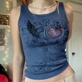 thumbnail image 2 of Women Graphic Print Grunge Crop Tank Top Rhinestone Y2K Camis Harajuku Tees Vest, 2 of 6