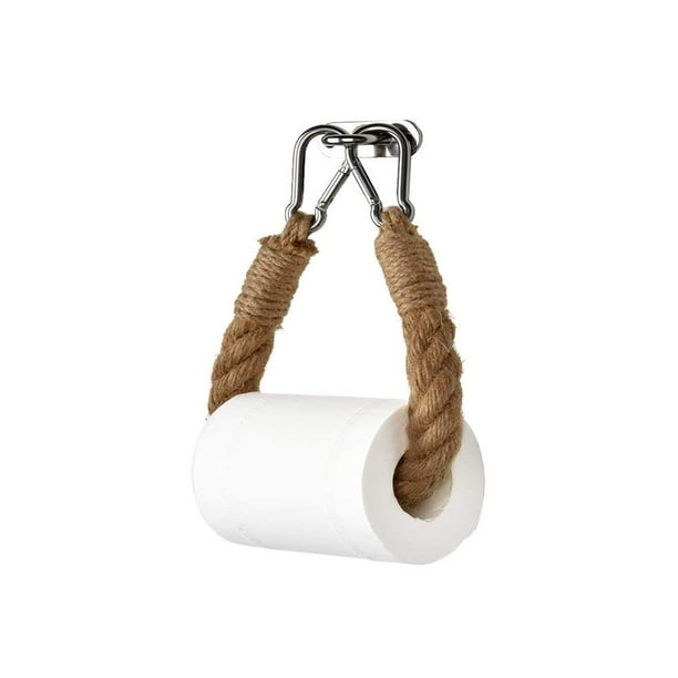 Portarrollos de papel higiénico de cuerda gruesa, soporte de papel higiénico de yute con tejido industrial de estilo náutico, toallero de baño de estilo vintage montado en la pared