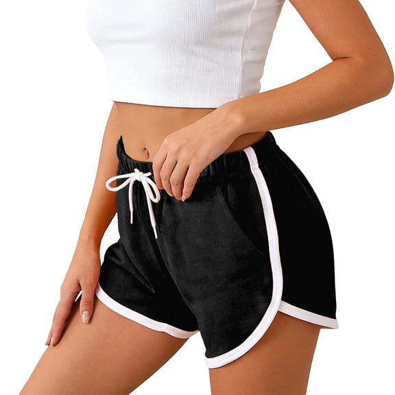 Babaley Womens Athletic Shorts Elastic Drawstring Waist Contrast Lounge Shorts Loose Comfy Daily Yoga Workout Gym Bottoms