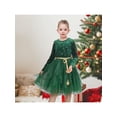 thumbnail image 2 of Sunny Fashion Girls Dress Green Velvet Tulle Glitter Star Silver Belt Xmas Festive Party 6 Years, 2 of 7