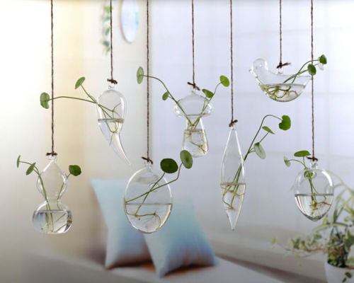 New Home Garden Clear Glass Flower Hanging Vase Planter Terrarium Container 