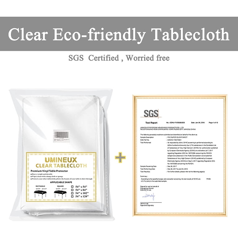 Umineux Clear Plastic Tablecloth Protector, 54x54 Square photo 6