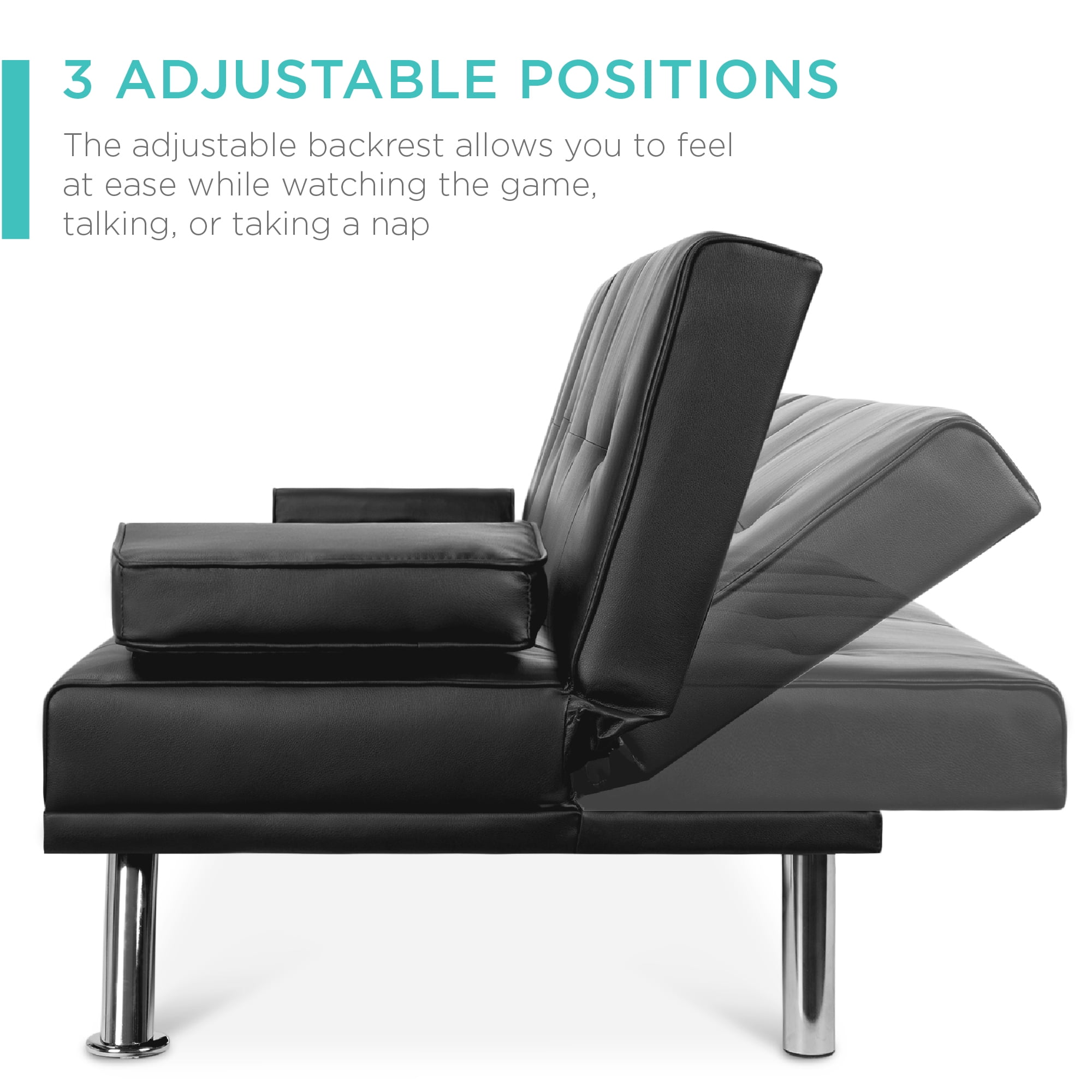 best choice products modern faux leather convertible folding futon sofa bed r