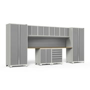NewAge Products Pro Series Platinum 10 Piece Cabinet Set, Heavy Duty 18-Gauge Steel Garage Storage System, Slatwall Included