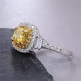 thumbnail image 3 of Divine_creation 2.20 Ctw Cushion Cut Yellow Citrine Womens Engagement Ring 14K White Gold Plated 925 Sterling Silver -5, 3 of 5