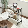 thumbnail image 4 of Costway Mobile Laptop Desk with Keyboard Tray, Lower Shelf, 3 Hooks, 4 Universal Wheels Gray, 4 of 10