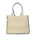 thumbnail image 2 of No Boundaries Women's Beach Icons Mini Straw Tote Bag, Light Natural with Fish Embroidery, 2 of 6