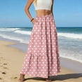thumbnail image 5 of LWavelet Women's Polka Dot Tiered Maxi Skirt, Elastic Waist with Pockets, Cute Summer & Picnic Long Skirt Light pink XL, 5 of 6