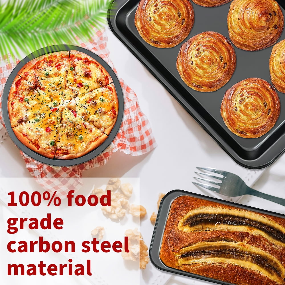 Baking Pans Set, 6-Piece Nonstick Bakeware Set with Cake Pan, Loaf Pan, Cookie Sheet, Kitchen Cookware Pan Baking Sheet Set for Oven Baking Supplies
