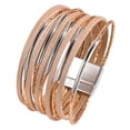 thumbnail image 4 of Pulsera rígida para mujer de cuero sintético PU, duradera, versátil, fácil de usar, multicapa. Champán, 4 of 9