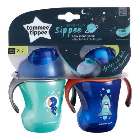 Tommee Tippee Infant Trainer Sippee Cup with Removable Handles | Spill-Proof, BPA-Free – 7+ months, 8oz, 2 Count