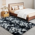 thumbnail image 4 of Javonne Fluffy Shag Rug for Bedroom,5'x7' Soft Shaggy Fuzzy Area Rugs for Living Room,Cute Furry Plush Kids Rugs Nursery Dorm Boys Girls Room Carpets, Tie-dye Black and White, 4 of 8