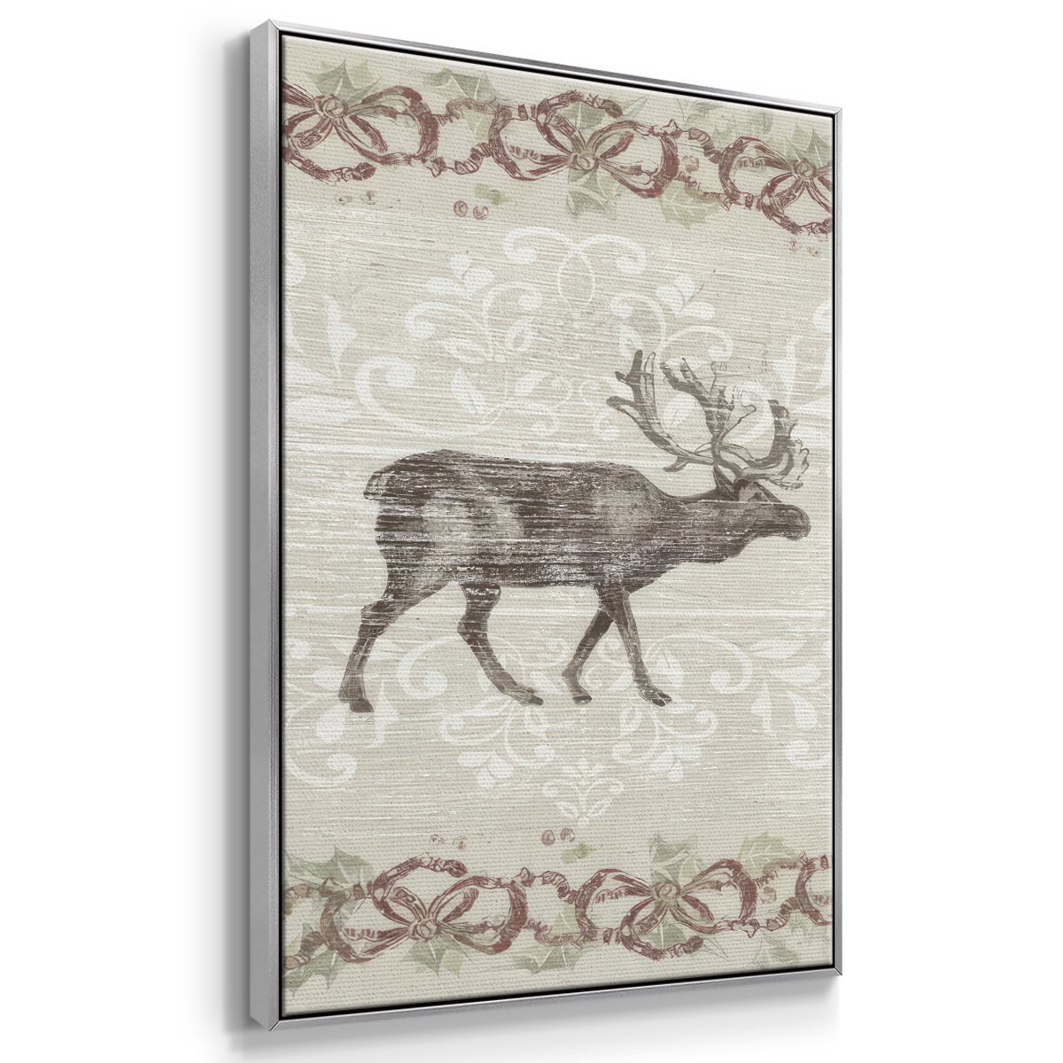 Cabin Christmas Collection B - Framed Gallery Wrapped Holiday Canvas - 17 x 25 - Silver Frame