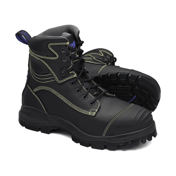Blundstone Steel Toe Lace Up, Water & Puncture Resistant, Black, US size 6