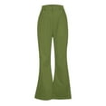 thumbnail image 4 of WTOBBY Men's Relaxed Vintage 70s Bell Bottom Jeans, Stretch Fit Classic Flared Trousers with Retro Leg Design for Casual Stylish Wear, Comfort Denim,Army Green L, 4 of 4