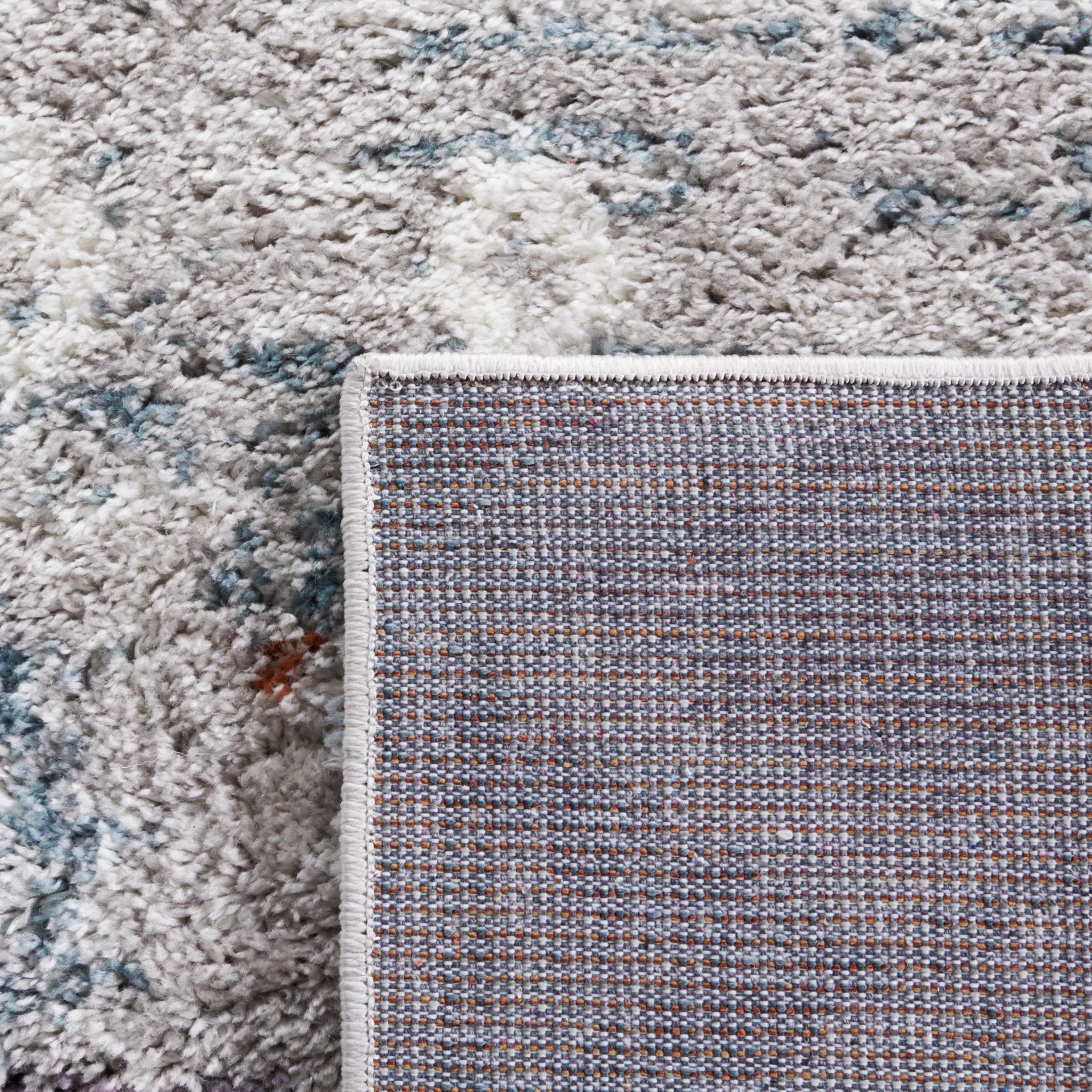 SAFAVIEH Berber Shag Maurice Abstract Runner Rug, Blue Rust/Ivory, 2'3" x 10'