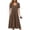 *1-Brown, variant on Women's One-Piece Short Sleeve Midi Dress,Ladies Drawstring Waist Dress with Pockets,Side Slit T-Shirt Dress for Women,Gray,S-2XL