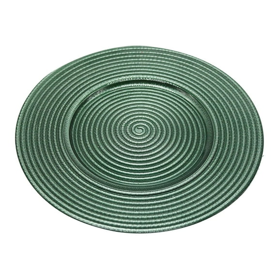 Fiocias Creative Glass Dinner Plates Round Serving Platter Stripes Patterns Dinner Plate Green