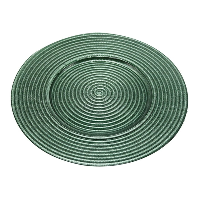 GUOOL 12.60 Inch Glass Desserts , Stripes Pattern Dinner , Kitchen Salad with Stripe Green