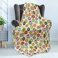 thumbnail image 4 of Food Soft Flannel Fleece Blanket, Colorful Sketch of Glazed Donuts in Sprinkles and Hot Drink Cups Pattern, Cozy Plush for Indoor and Outdoor Use, 70" x 90", Eggshell and Multicolor, by Ambesonne, 4 of 5