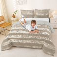 thumbnail image 3 of Manfei Rustic Geometric Stripes Queen Comforter Set,Patriotic Usa Flag Comforter Sets Queen,Beige,Light Gray Reversible,3pcs,1 Comforter and 2 Pillowcases, 3 of 7