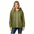 thumbnail image 2 of Women’s Zip‑Up Hooded Drawstring Sweatshirt , Fall Winter Long Sleeve Hoodie with Pockets, Women's ,Size L-5XL, 2 of 4
