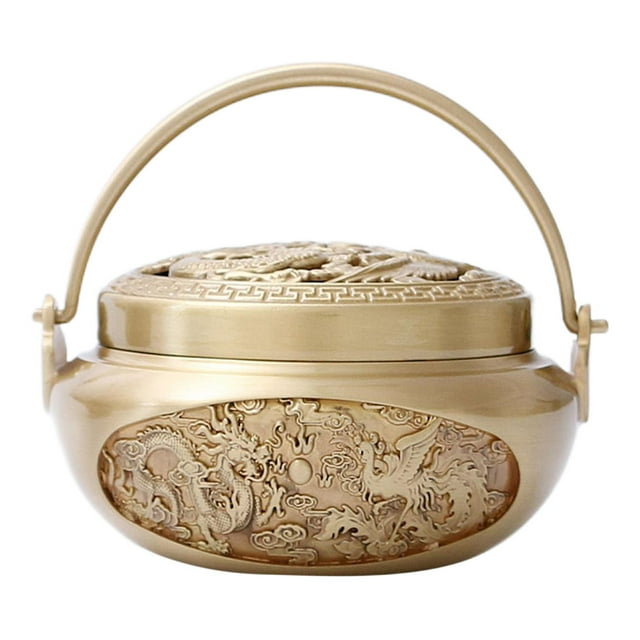 Calentador Quemador de incienso Soporte de varilla de incienso Soporte de incienso de Reutilizable Quemador antiguo clásico Calentador de Amarillo Colco Quemador de cobre