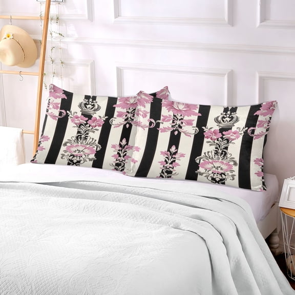 Pillow Case Plush Pillow Floral Pink Black Damask Case standard size/King size/Queen size Bed Pillow Pillowcases