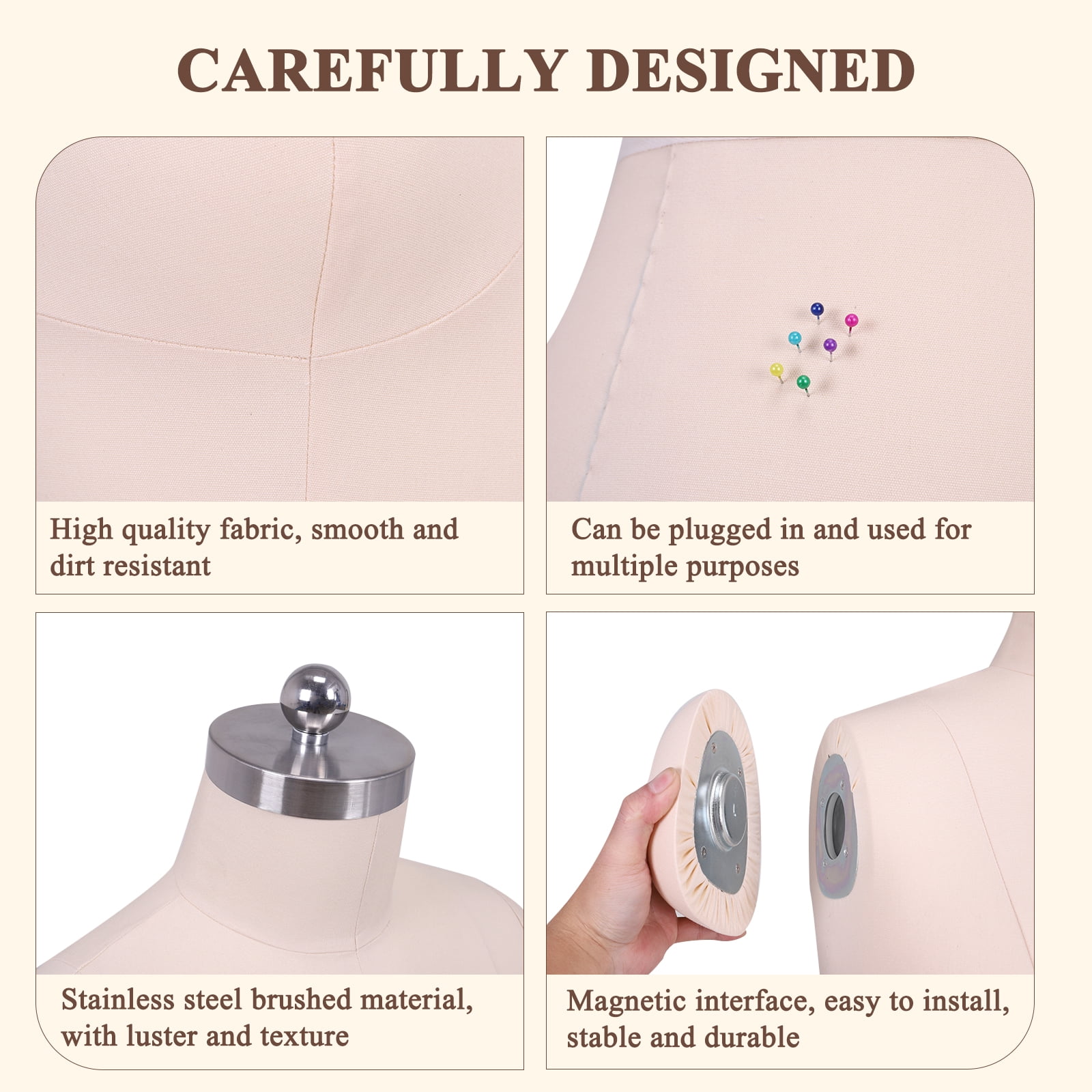 Btidfty Dress Form Height Adjustable Female Half Body Sewing Mannequin with Metal Stand Mannequin Body for Retail Boutique Store