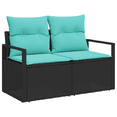 thumbnail image 3 of vidaXL 7 Piece Garden Sofa Set with Cushions Black Poly Rattan, 3 of 5