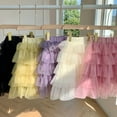 thumbnail image 5 of GYRATEDREAM Toddler Baby Girls 5 Layered Tulle Dress Kids Solid Color High Waist Mesh Skirt Children Spring Summer Fashion Elastic Waist Cake Skirt for 1-8 Years, 5 of 8