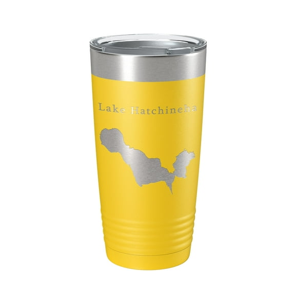 Lake Hatchineha Map Tumbler Travel Mug Insulated Laser Engraved Coffee Cup Florida 20 oz Yellow