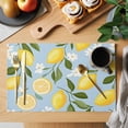 thumbnail image 2 of Placemat Set of 6 Yellow Lemon White Flowers Placemats for Dining Table Blue Background Washable Table Mats for Kitchen and Party Decor Indoor & Outdoor Use, 2 of 8