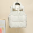 thumbnail image 2 of Durtebeua Women's Winter Warm Crop Vest Thick Padded Puffer Sleeveless Vest With Detachable Hood, 2 of 5